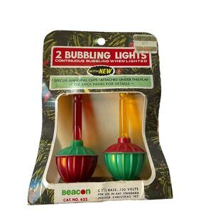 Vintage Beacon Bubbling C7 Christmas Lights Box of 2 NOS Bubbling Lights 622